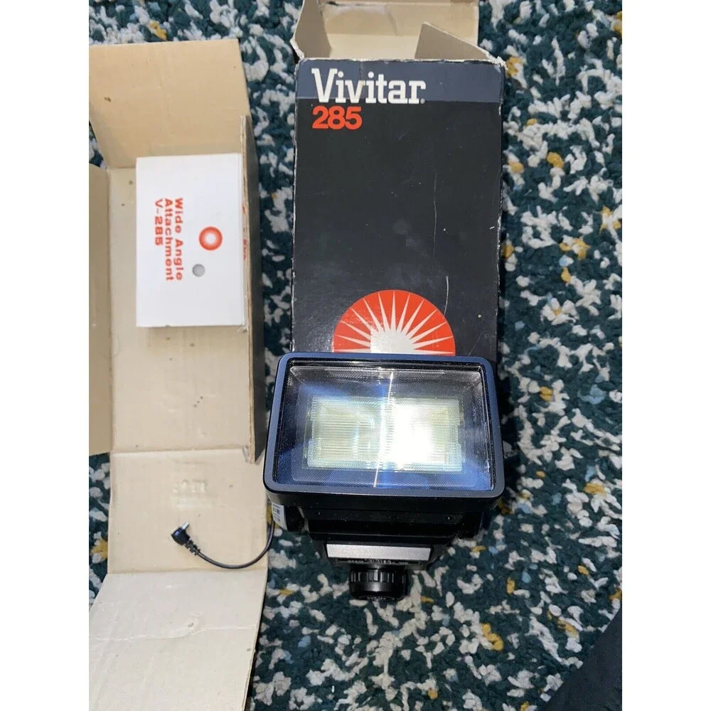 Vintage vivitar 285hv Thyristor Vari Power Flash Bulb Black W EXTRAS *see Pics
